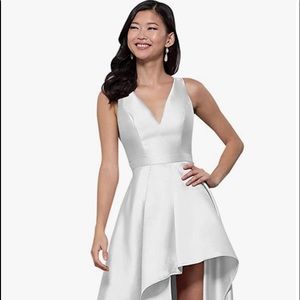 High Low Satin White Dress